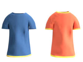 3d illustration of plain children's clothes in orange and blue colors for a shirt design or mockup png