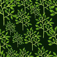 Hand drawn branches with leaves seamless pattern. Botanical sketch background. Decorative forest twig endless wallpaper. vector