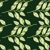 Freehand branches with leaves seamless pattern. Hand drawn organic background. Decorative forest leaf endless wallpaper. vector