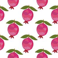 Hand drawn pomegranate fruit seamless pattern. Botanical fruits wallpaper. vector