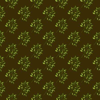 Hand drawn branches with leaves seamless pattern. Botanical sketch background. Decorative forest twig endless wallpaper. vector