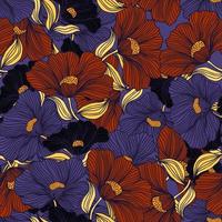 línea de flor abstracta de patrones sin fisuras. fondo sin fin de contorno vintage floral delicado. estilo retro. vector