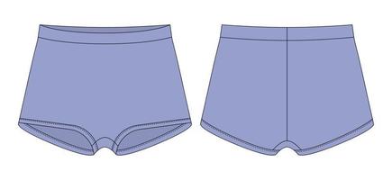 Blank girls knickers technical sketch. Cool blue color. Lady lingerie. vector