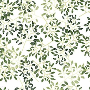 Hand drawn branches with leaves seamless pattern. Botanical sketch background. Decorative forest twig endless wallpaper. vector