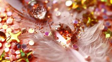 Close-up Of water drop with glitter on it in different colorful loghts in Karachi Pakistan 2022 photo