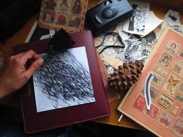 Vintage Desk Top Setting With Typewriter and Old Books In Karachi Pakistan 2022 photo