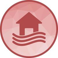 House in Flood Low Poly Background Icon vector