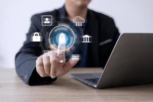 Cyber Protection Data Security Internet Privacy Internet technology concept on virtual screen. photo