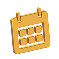 icono de calendario 3d aislado con fondo transparente, renderizado 3d png