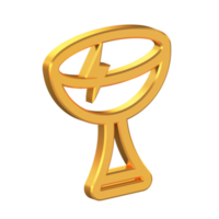 Griff mit Sorgfalt Symbol isoliert mit transparentem Hintergrund, goldene Textur, 3D-Rendering png