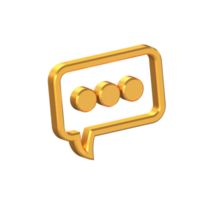 Chat Icon Isolated with Transparent Background, Communication Symbol with Gold Texture, 3D Rendering png