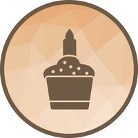 vela en muffin icono de fondo de baja poli vector