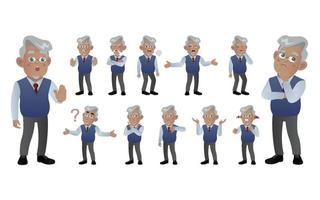 Set of old people with different emotion vector