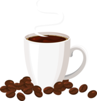 A Mug of Hot Coffee with Coffee Beans png