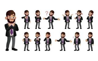 Set of business people with different emotion vector