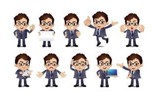 Business person in different positions set vector