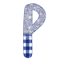 halv silver- glitter alfabet png