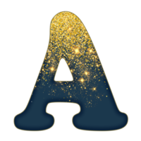 halv guld glitter alfabet png