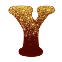 alfabeto de glitter meio dourado png