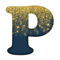 halv guld glitter alfabet png