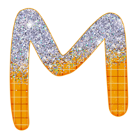 alfabeto de glitter meio prateado png