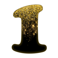 Half Gold Glitter Number png