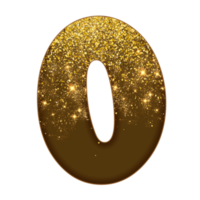 número de glitter meio dourado png