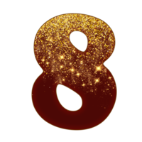 número de glitter meio dourado png