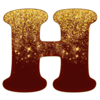 alfabeto de glitter meio dourado png