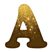 alfabeto de glitter meio dourado png