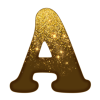 halv guld glitter alfabet png