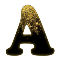 alfabeto de glitter meio dourado png