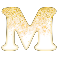 alfabeto de glitter meio dourado png