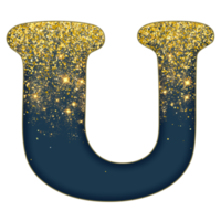 halv guld glitter alfabet png