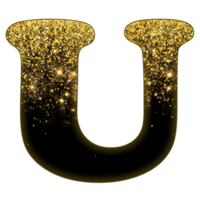 alfabeto de glitter meio dourado png