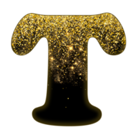 alfabeto de glitter meio dourado png