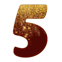 número de glitter meio dourado png