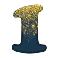 número de glitter meio dourado png