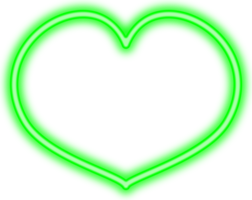 green neon love shape png