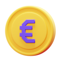 Icône de monnaie euro pièce de rendu 3d png