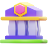 3D Render Bank Building Icon png