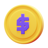 3D Render Coin Dollar Currency Icon png