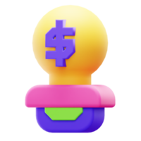 bombilla de renderizado 3d con icono de moneda de dólar png
