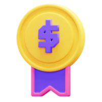 icono de moneda de medalla de render 3d png