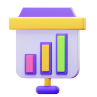 3D Render Growth Bar Graph Presentation png