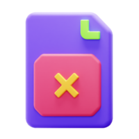 Icono de eliminación de archivo de procesamiento 3D png