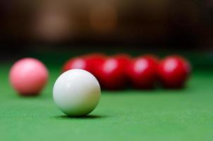 Three different colour snooker balls on the table 2 photo