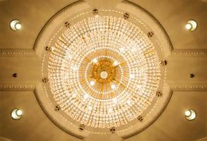 beautiful crystal chandelier in ball room photo