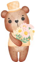 carino dolce nozze sposo orsacchiotto orso ragazzo cartone animato personaggio acquerello png