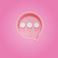 Bubble talk or comment sign symbol on pink background. 3d render. photo